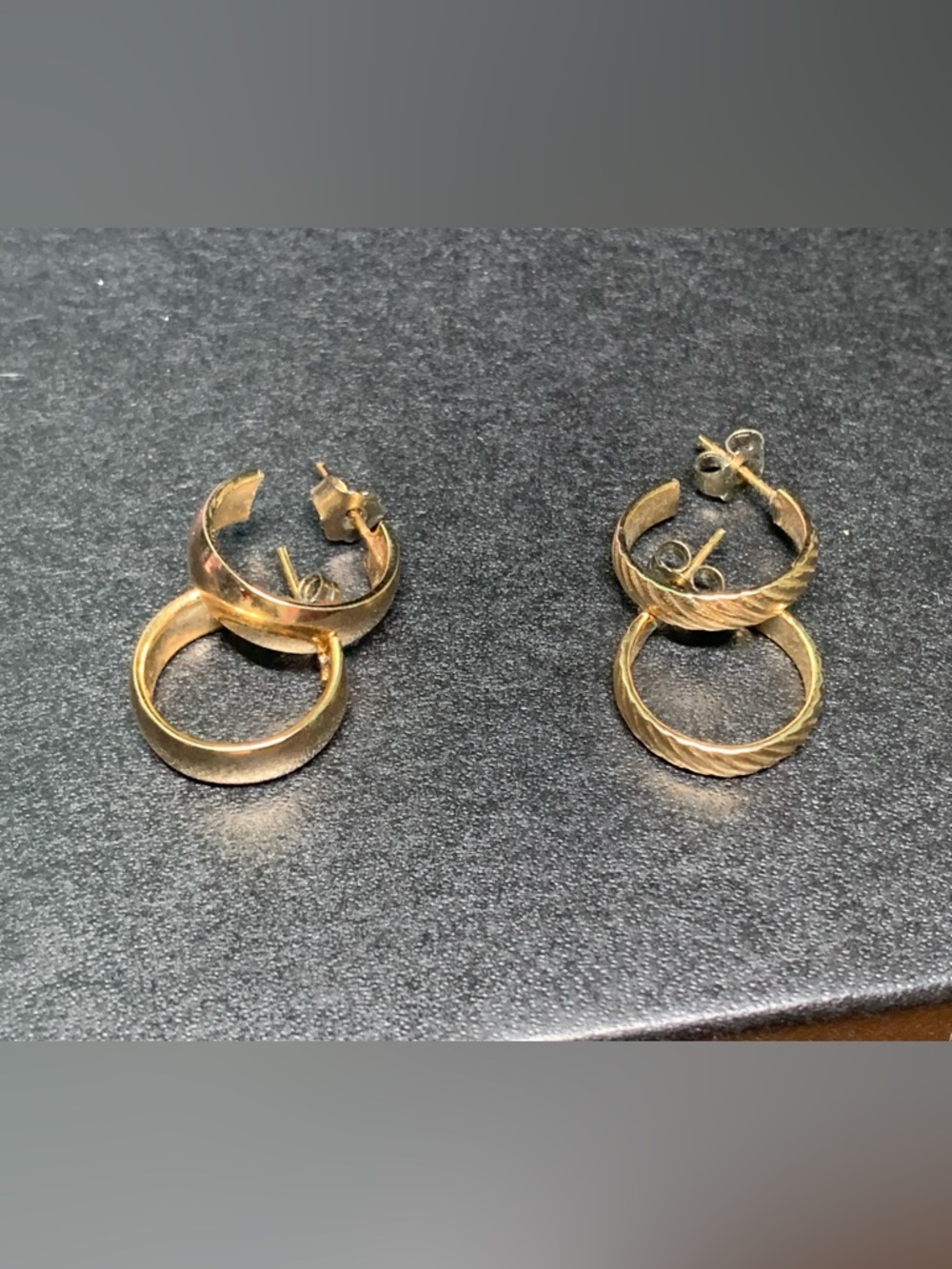 Two Pairs Classic Gold-Tone Hoop Earrings - Womens Jewelry